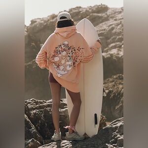 Free People Movement At My Best Embroidered Hoodie Pastel Peach Combo - NWOT